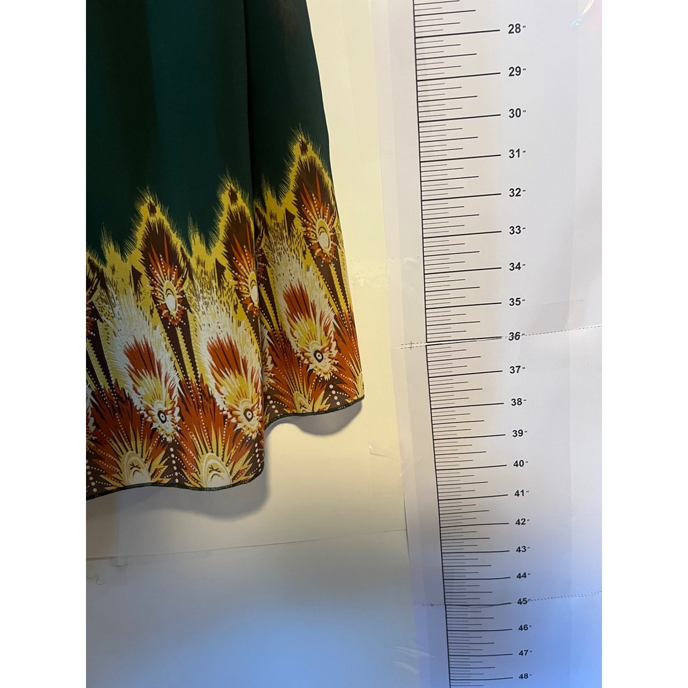 Grace Karin Dark Green Peacock Feather Border Print V-Neck Shift Dress 2XL NWT - Picture 5 of 10